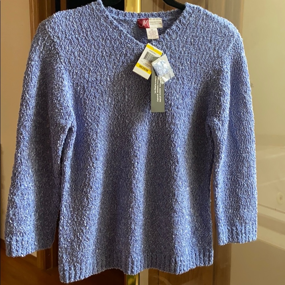 NWT Jennifer Moore Textured Blue Blouse